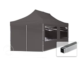 3x6 m aluminium, pop up partytelt, 4 sidepaneler, mørkegrå