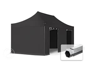 3x6 m aluminium, pop up partytelt, 4 sidepaneler, svart 3x6 m aluminium, pop up partytelt, 4 sidepaneler, svart