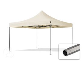 4x4 m stål, pop up partytelt, uden sidepaneler, creme