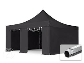 5x5 m aluminium, pop up partytelt, 4 sidepaneler, svart 5x5 m aluminium, pop up partytelt, 4 sidepaneler, svart