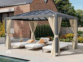 3x4 m paviljong , inkl. 4 sidepaneler champagnefarget 3x4 m paviljong , inkl. 4 sidepaneler champagnefarget