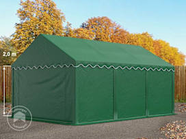4x6 m lagertelt, PVC-presenning, mørkegrønn med bunnramme
