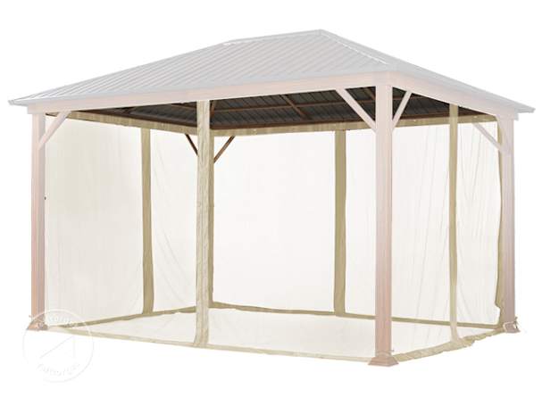 Myggenett (4 deler) for paviljong Forest Superior, champagnefarget, 3x4 m