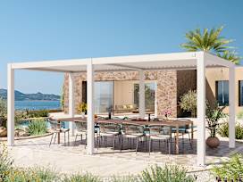 3x6 m pergola, lamelltak, hvit