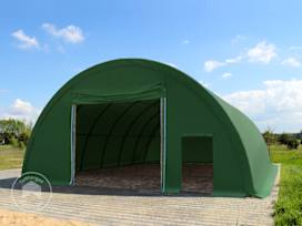 9,15x12 m rundbuehall, PRIMEtex-PVC-presenning, mørkegrønn, med statikk 9,15x12 m rundbuehall, PRIMEtex-PVC-presenning, mørkegrønn, med statikk