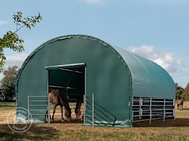 6x6 m leskur, PVC-presenning, mørkegrønn, jordunderlag