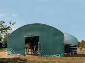 8x8 m leskur, PVC-presenning, mørkegrønn, jordunderlag