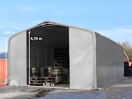 8x12 m telthall, PVC-presenning, grå, uten statikk