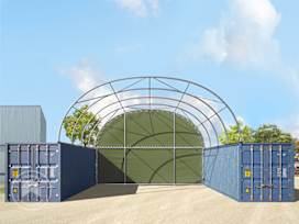 Bakvegg for containertelt 8 m bredde