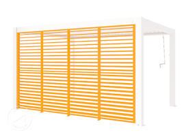  4-delt, justerbar lamellvegg for pergola Deluxe 4 m sidelengde, perlegrå