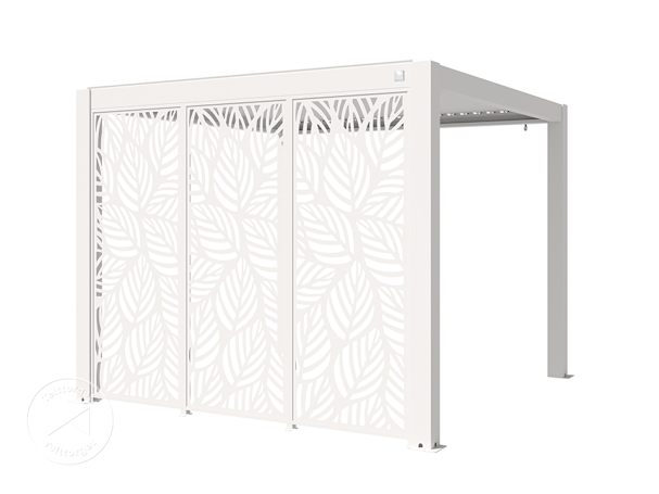 3-delt blomstret sidevegg til Deluxe-pergola i hvit