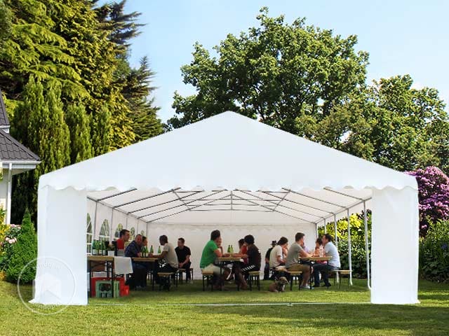 Toolport Tendone Per Feste Premium 6x12m – PVC 750g/m² – 100% Impermeabile – Gazebo Da Giardino Con Telaio In Acciaio Zincato – Colore Blu/Bianco - 2
