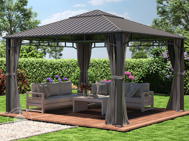 Gazebo da Giardino | Gazebo da Esterno con Tenda Laterale 3x3x2,25 m