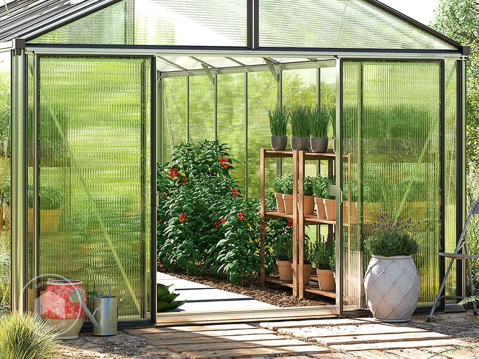 GFP Serra Da Parete Flora 22 - Alluminio - 137x142 Cm - Lastre Di Policarbonato Spesse Ca. 16 Mm - Foto 9