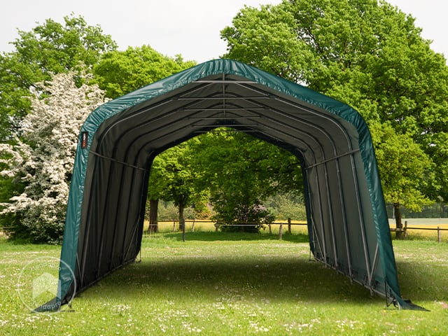 Tenda agricola 3,3x4,8m, verde scuro, Telo in PRIMEtex-PVC, ignifuga,  fissaggio per terreno 