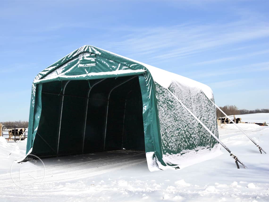 Tenda garage sotto la neve