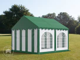 4x4m tendone per feste, PVC 750, telaio perimetrale, bianco-verde