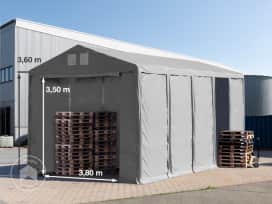 5x10m tenda capannone, altezza 3,6m porta a cerniera, PVC 850, grigio, senza statica 5x10m tenda capannone, altezza 3,6m porta a cerniera, PVC 850, grigio, senza statica