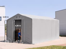 5x10 m tendostruttura, altezza 4,0m porta scorrevole, PRIMEtex 2300, grigio, senza statica