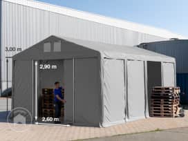 6x8m tenda capannone, altezza 3,0m porta scorrevole, PVC 850, grigio, senza statica