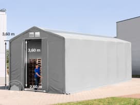 6x12 m tendostruttura, altezza 3,6m porta scorrevole e lucernari, PVC 850, grigio, senza statica 6x12 m tendostruttura, altezza 3,6m porta scorrevole e lucernari, PVC 850, grigio, senza statica