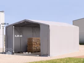 8x8 m tendostruttura, altezza 4,0m porta a cerniera, PRIMEtex 2300, grigio, senza statica 8x8 m tendostruttura, altezza 4,0m porta a cerniera, PRIMEtex 2300, grigio, senza statica