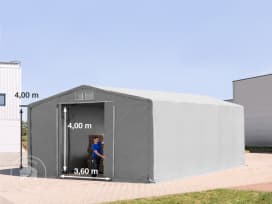8x10 m tendostruttura, altezza 4,0m porta scorrevole, PVC 850, grigio, senza statica 8x10 m tendostruttura, altezza 4,0m porta scorrevole, PVC 850, grigio, senza statica