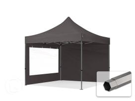 3x3m gazebo pieghevole con laterali (finestre panoramiche), PREMIUM acciaio, grigio scuro 3x3m gazebo pieghevole con laterali (finestre panoramiche), PREMIUM acciaio, grigio scuro