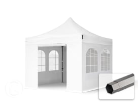 3x3m gazebo pieghevole con laterali (finestre), PREMIUM acciaio, bianco 3x3m gazebo pieghevole con laterali (finestre), PREMIUM acciaio, bianco
