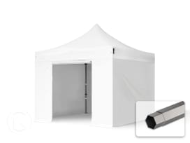 3x3m gazebo pieghevole con laterali, PREMIUM acciaio, bianco