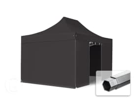 3x4,5m gazebo pieghevole PES con laterali, PROFESSIONAL alluminio, nero 3x4,5m gazebo pieghevole PES con laterali, PROFESSIONAL alluminio, nero