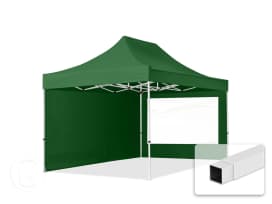 3x4,5m gazebo pieghevole con laterali (finestre panoramiche), ECONOMY acciaio, verde scuro 3x4,5m gazebo pieghevole con laterali (finestre panoramiche), ECONOMY acciaio, verde scuro