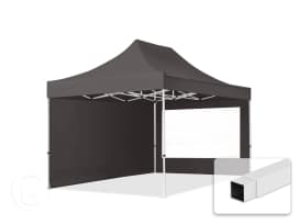 3x4,5m gazebo pieghevole con laterali (finestre panoramiche), ECONOMY acciaio, grigio scuro 3x4,5m gazebo pieghevole con laterali (finestre panoramiche), ECONOMY acciaio, grigio scuro