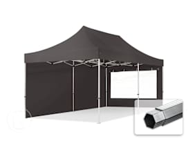 3x6m gazebo pieghevole PES con laterali (finestre panoramiche), PROFESSIONAL alluminio, grigio scuro 3x6m gazebo pieghevole PES con laterali (finestre panoramiche), PROFESSIONAL alluminio, grigio scuro