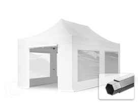 3x6m gazebo pieghevole PES con laterali (finestre panoramiche), PROFESSIONAL alluminio, bianco 3x6m gazebo pieghevole PES con laterali (finestre panoramiche), PROFESSIONAL alluminio, bianco