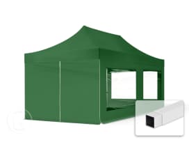 3x6m gazebo pieghevole con laterali (finestre panoramiche), ECONOMY acciaio, verde scuro 3x6m gazebo pieghevole con laterali (finestre panoramiche), ECONOMY acciaio, verde scuro