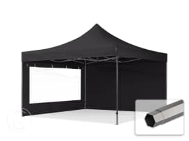 4x4 m gazebo pieghevole con laterali (finestre panoramiche), PREMIUM acciaio, nero 4x4 m gazebo pieghevole con laterali (finestre panoramiche), PREMIUM acciaio, nero