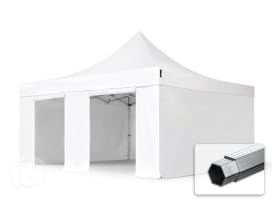 5x5m gazebo pieghevole PVC con laterali, PROFESSIONAL alluminio, bianco
