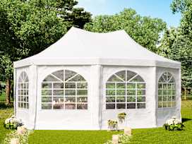 Gazebo pagoda 4x5,5 m, telo in PVC, bianco