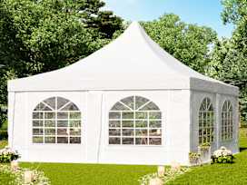 Gazebo pagoda 5x5 m, telo in PVC, bianco Gazebo pagoda 5x5 m, telo in PVC, bianco