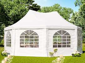 Gazebo pagoda 6x6 m, telo in PVC, bianco Gazebo pagoda 6x6 m, telo in PVC, bianco