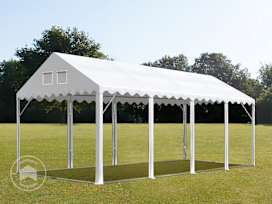 Tendone per feste 5x10 m, senza teli laterali, telo in PVC, bianco, telaio di base