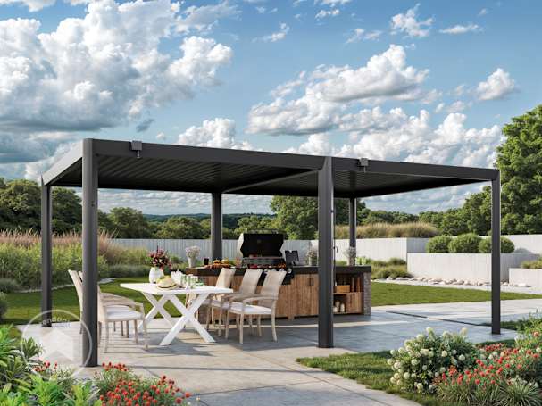 Pergola 4x6m, tetto lamellare, antracite Pergola 4x6m, tetto lamellare, antracite