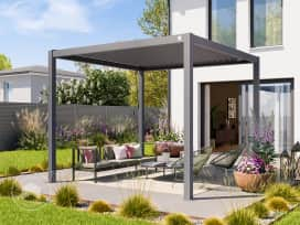 Pergola 3x3m, tetto lamellare, grigio perla