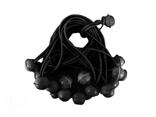 50 elásticos de tensionamento longos para tendas, Preto