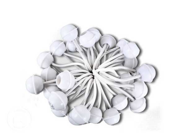 25 elásticos de tensionamento curtos para tendas, branco