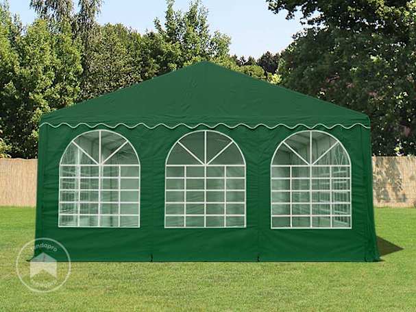 Paredes de frontão 6x2,6 m, PVC Verde escuro, com janelas e fecho de correr