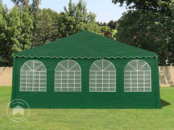 Paredes de frontão 8x2,6 m, PVC Verde escuro, com janelas e fecho de correr