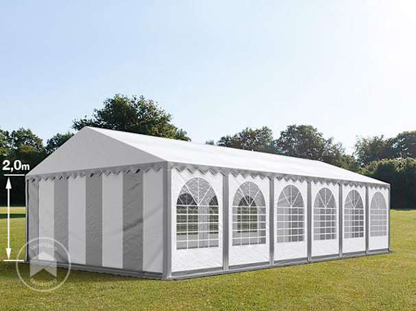 6x12m tenda de festa, PVC-lona, Cinzento-branco, com estrutura de base 6x12m tenda de festa, PVC-lona, Cinzento-branco, com estrutura de base