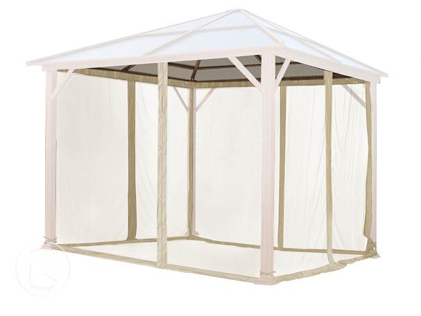 Rede mosquiteira (conjunto de 4 peças) para pavilhão de jardim Forest Deluxe 3x3 m, Cor champanhe